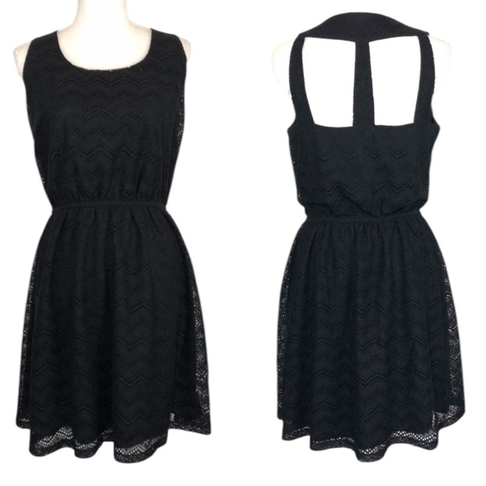 Eyelet lace fit & flare dress L